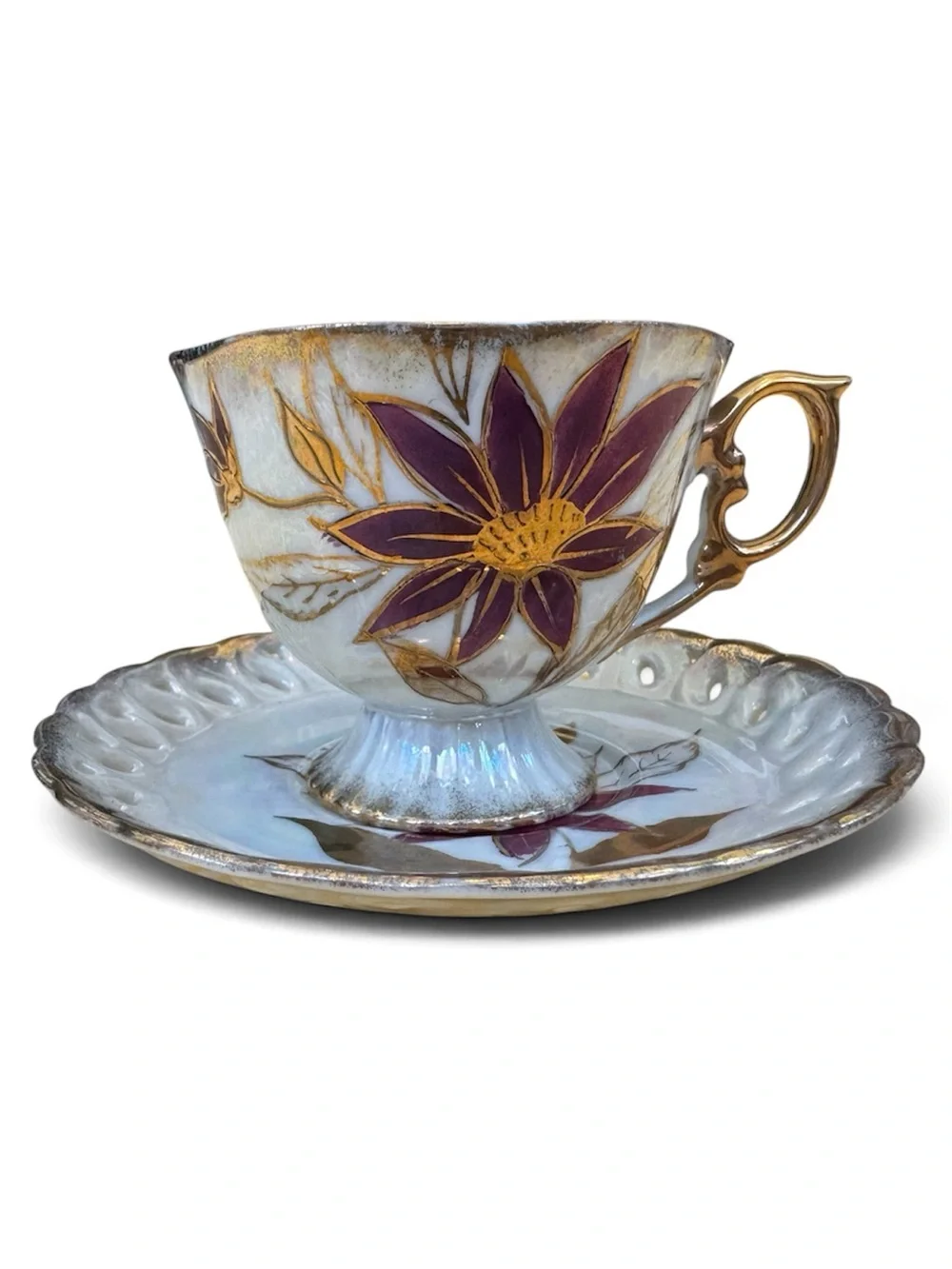 Vintage Del Coronado by Nasco Footed Teacup and Saucer Set. Excellent Condition